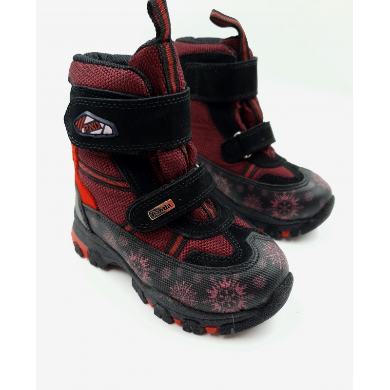 Мембранные зимние ботинки  Panda Ortopedic 216-20 (26-30)бордо снежинка